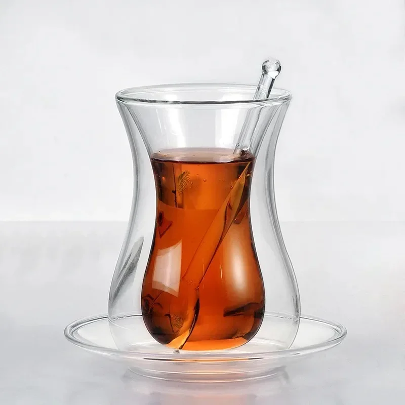 Espresso Shot Glass - Schöne Schwarze Teetasse mit Untertasse und